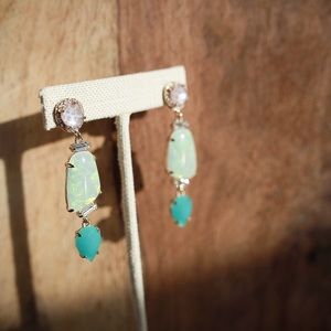 CHLOE + ISABEL • Long Teal Stone Earrings